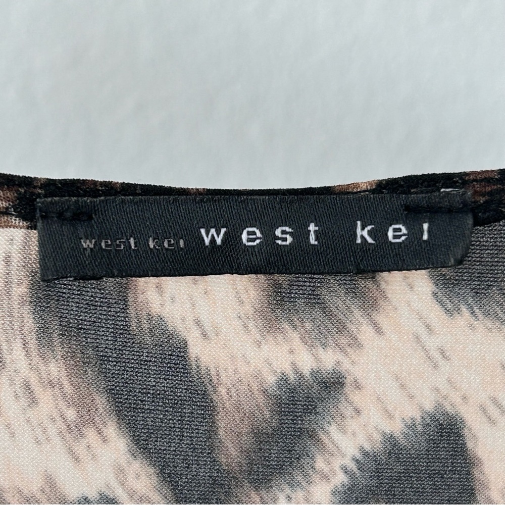 West Kei Neutral Animal Print Faux Wrap Dress - Picture 4 of 7